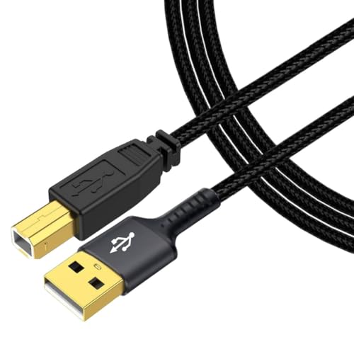 Image of Aliens USB-A to USB-B 2.0 Printer Cable, High Speed 480Mbps data transfer, Nylon Braided Scanner Printer Cord for Epson, HP, Dell, Lexmark, Xerox, Canon, Piano, DAC, Samsung(Black-1.5 Meter /4.9 Feet)
