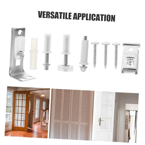 Kit de reparación de herrajes para puerta plegable con guía de riel y ruedas | Aleación de aluminio, acabado plateado, operación deslizante suave, estilo minimalista para hogares y centros comerciales miniatura 5