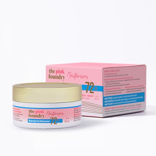 Image of The Pink Foundry Waterlight Gel Moisturiser with 72 hours of hydration | Travel Size with 1% Hyaluronic Acid & 1% Saccharide Isomerate | Lightweight & Non-Sticky Moisturiser | 20 ml