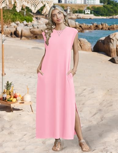 Zeagoo Summer Dresses for Women 2026 Black Long Maxi Sundresses Loose Split Wrinkle-Free Beach Travel Vacation Clothes - Image 4