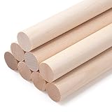 MOTYAWN Dowel Rods Wood Sticks Natural Round Wooden Dowel Rods, Pack of 10 PCS 3/4 x 12 inch, Unfini