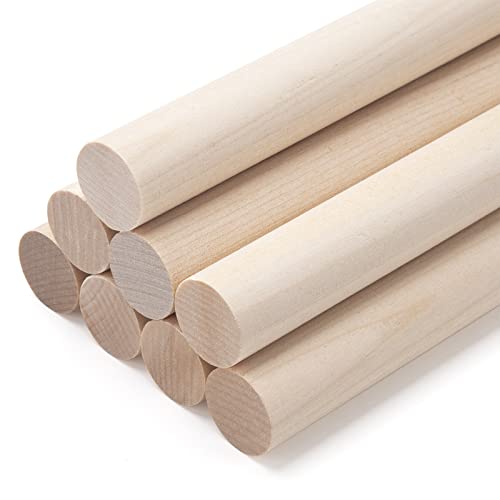Motyawn Dowel Rods Wood Sticks Natural Round Wooden Dowel Rods, Pack Of 10 Pcs 3/4 X 12 Inch, Unfinished Hardwood Sticks Cake Dowels ​For Arts, Diy, Crafting, Tiered Cake Support, Wedding Ribbon Wands #TOP27
