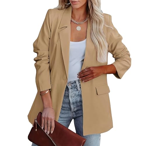 MGizo DtiSpectrum Blazer pour Femme - Veste de Costume Ample à Simple Boutonnage Ouverte sur Le Devant pour Femme de Bureau, Vestes d'affaires à Manches Longues et Col...