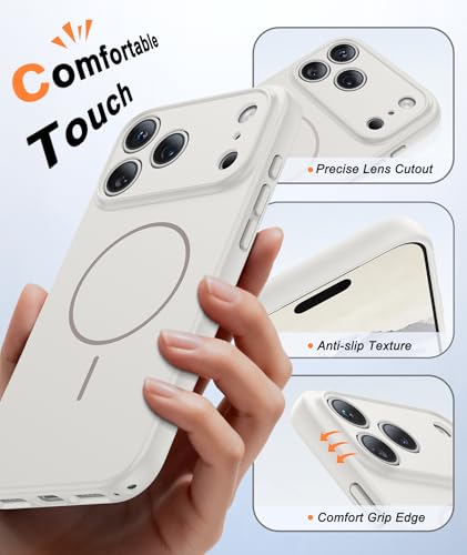 Image of FNTCASE for iPhone 17 Pro Max Case: [Compatible with Magsafe] Solid White Matte 17 Promax Magnetic Phone Cover with [Full Camera Protection] [Screen Protector] Military Grade Shockproof Protective