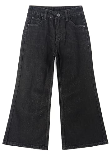 KIDSCOOL SPACE Girls Flare Jeans,Little Big Girl Distressed Holes Wide Leg Summer Denim Pants
