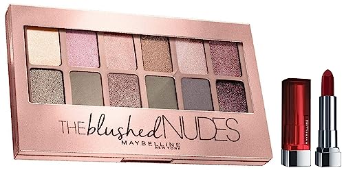 Image of Maybelline New York The Blushed Nudes Palette Eyeshadow, 9g and Maybelline New York Color Sensational Loaded Bold Lipstick, Midnight Date, 3.9g