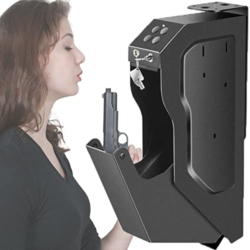 GEHPYYDS Mini Gun Safe Gun Box, Armadietto per Pistole con Password di Sicurezza E 2 Chiavi di Scorta, Armadietto per Armi da Parete, Cassaforte per Armi di Sicurezza in Acciaio per La Casa