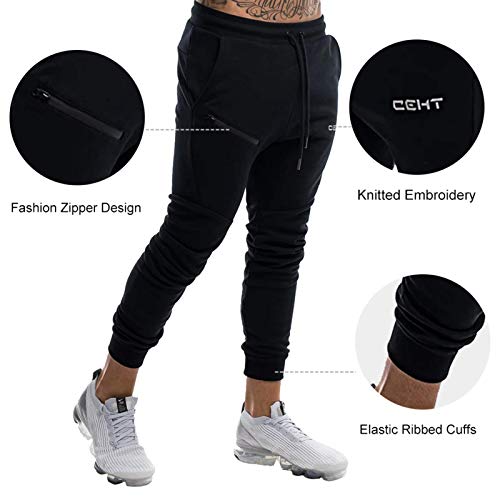 Wangdo Calça masculina de corrida justa, calça de moletom atlética afunilada para treino, corrida, a