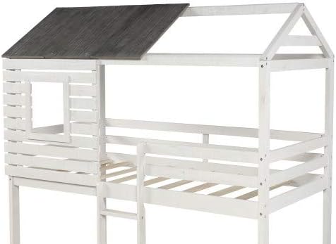 Close-up of the built-in ladder and bed slats of the Mera bunk bed.