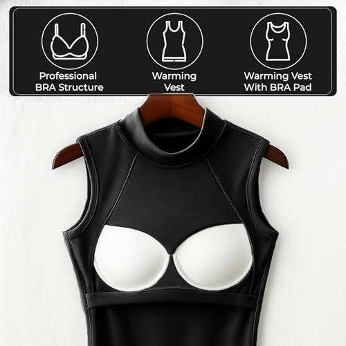 WEASIC Top Mujer Camiseta sin Mangas Mujer Top Negro Tank High Neck Tops Elegantes Cuello Alto Camiseta Tirantes sin Mangas de canalé (Confezione Da 1, Negro, XL)