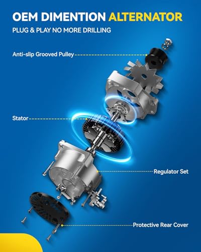 Image of PHILTOP 11636N,210-1242,AL7585X New Alternator Replacement for 2013-2016 Ford Escape 1.6L,2017-2019 Escape 1.5L,150Amp Replace AL7585X,CJ5Z10346D,11636,2101242,2100869 | Replacement OE AL7585X, CJ5Z10346D, 11636, 2101242, 2100869