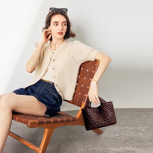 Image of Woven Tote Bag for Women with Coin Purse, Foldable Chain Small Crossbody Handbags, Fashion Shoulder Bag, Hobo Satchel