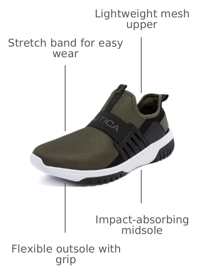 Image of Nautica Men's Slip-On Sneakers - Casual Fashion Shoes for Walking, in Medium & Wide Widths