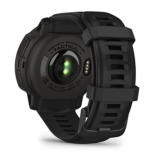 Image of PlayBetter Garmin Instinct Crossover Hybrid Rugged Smartwatch Bundle Portable Charger & Screen Protectors (Solar Tactical, Black)