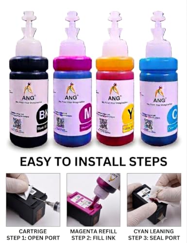 Image of ANG Ink Refill Ink for 3777 Printer for 805, 860, 861, 803, 680, 678, 682, Ink Bottles with 4 Syringe