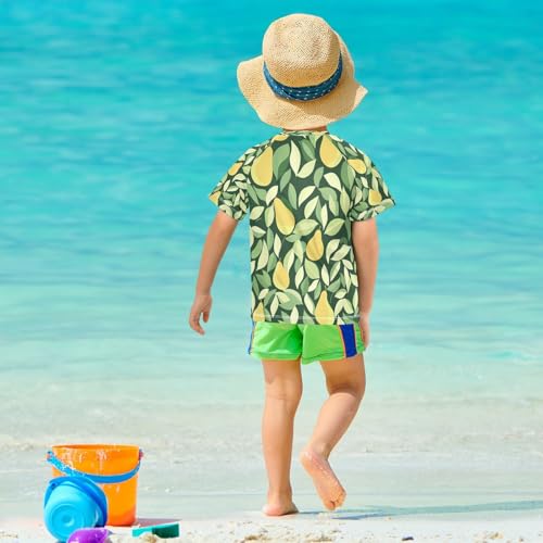 Boys Short Sleeve T-Shirts Pear Fruit Yellow Rashguard Kids Swim Shirts Sun UPF 50+ 5