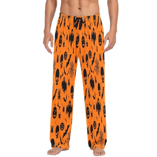 Qilmy Halloween Ghost Silhouettes Men's Cotton Pajama Pants, Lightweight Lounge Sleepwear with Drawstring and Pocket2