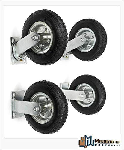 8\" Pneumatic Air Tire Wheel 2 Rigid + 2 Swivel HD Farm Cart Caster Large 4Pcs