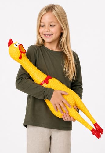 Animolds Crazy Huge Rubber Chicken - 29 Inch Giant Screaming Noise Makers for Parties Pranks Practical Jokes - Squeaks Up to 45 Seconds - Squawking Novelty Gag Gift (Random Color)