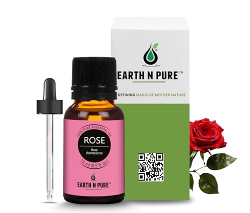 Image of Earth N Pure Rose (Gulab Oil) Essential Oil Natural and Therapeutic Grade with Glass Dropper 15 ml