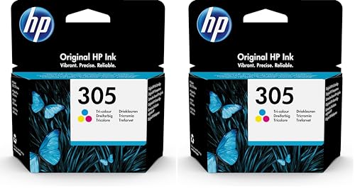 Cartouche d'encre HP 305 trois couleurs authentique en lot de 2 pour imprimante