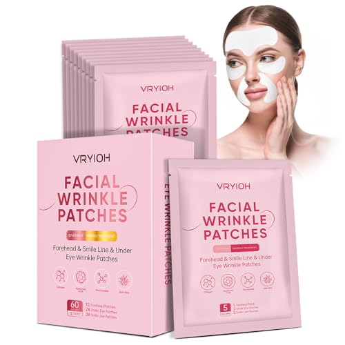 Vryioh 3 in 1 Facial Wrinkle Patches, Forehead & Smile Lines Patches with Collagen, Hyaluronic Acid...