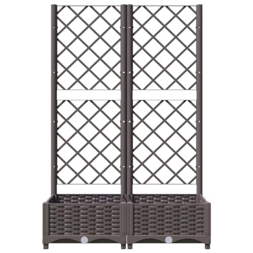 vidaXL Pflanzkübel mit Rankgitter Blumenkübel Pflanzkasten Blumentopf Blumenkasten Rankhilfe Spalier Gartenspalier Braun 80x40x121,5cm PP