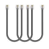 Ubramac 3Pack Phone Telephone Extension Cord 1FT Cable Line with Standard RJ11 6P4C Plugs for Landline Phone and Fax (3, Black, 1FT)