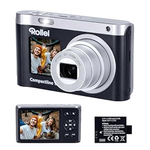 Rollei Compactline 12X Digitalkamera 64MP 4K Fotokamera 12X Optischer Zoom Vlogging Fotoapparat mit Dual Display Tragbare Kompaktkamera Teens Anfänger, Digital-Kamera-Fotoapparat-...
