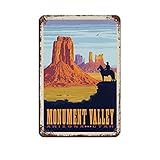 Poster de Voyage Monument Valley Arizona Utah Cowboy Vintage Tin Sign 20,3 x 30,5 cm Home Office Kitchen Pub Club Cafe Bar Farm Restaurant Collection Décoration Murale en métal Plaque rétro