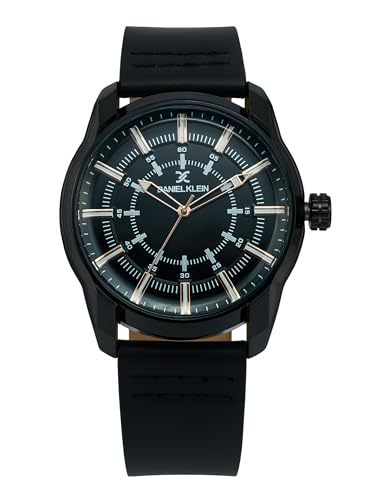 Image of Daniel Klein Men's Analog Quartz Watch | Black Dial | Black Genuine Leather Strap | Rose Gold Round Case | Casual Fashion Watch | DK11599-66