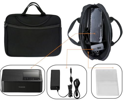 Kompakte Fotodrucker-Hülle, tragbare weiche Tasche, Reisetasche, kompatibel mit Canon Selphy CP1500/CP1300/CP1200 Kompaktfotodrucker und Zubehör