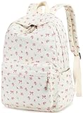 BTOOP Mochila escolar para adolescentes, grande, de veludo cotelê, leve, para meninas, meninos, casual, colegial, faculdade, mochila, Laço rosa floral, Medium, Mochilas Daypack