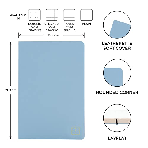 Image of NEORAH -A5 Dotgrid Notebook SOFT COVER |Organiser REFILL|Dotted notebook Journal | 110 GSM | 160 pages (Size 21 cm x 14.8 cm)Planner Journaling Writing Note Taking Diary,Travellers Journal-LIGHT BLUE