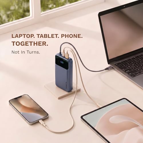 Image of GRAVL Axis 67, 20000mAh Laptop Power Bank, 67W Fast Charging, iOS Android, Flight Safe, Type-C Cable, Smart Display (Gray)