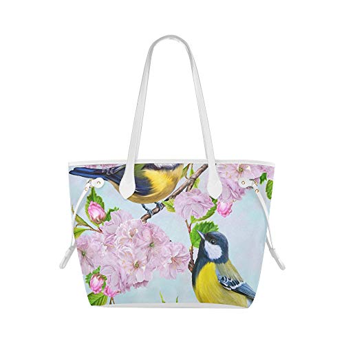 Bolsa de herramientas Tote Dos pájaros pequeños Tit en rama Bolsa de mano suave Bolsa de playa de hombro Gran capacidad resistente al agua con mango duradero