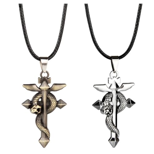 Photo de 2 FullmetalAlchemists Collier Anime Figurine Cosplay Accessoire FullmetalAlchemists Logo Métal Bijoux