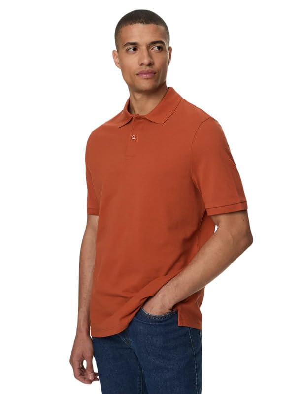 Image of Marks & Spencer Pure Cotton Pique Polo Shirt Burnt Orange