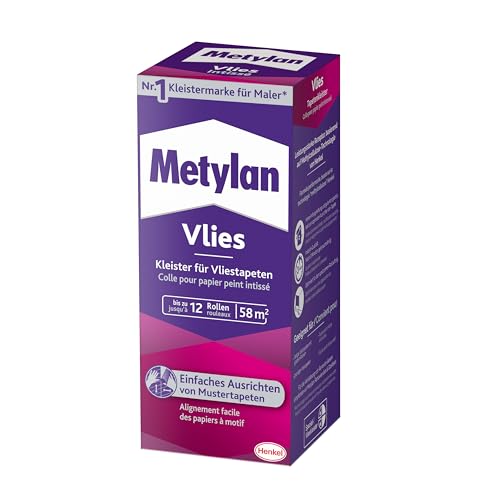 Metylan Vlies Tapetenkleister für Vliestapeten mit glatter oder strukturierter Rückseite einfach zu verwendender Tapetenkleister Kleister mit hoher Ergiebigkeit 1x360g