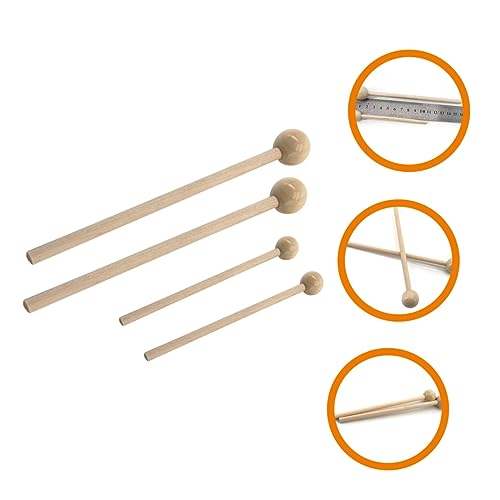 2 pares de baquetas redondas de madera para práctica miniatura 6