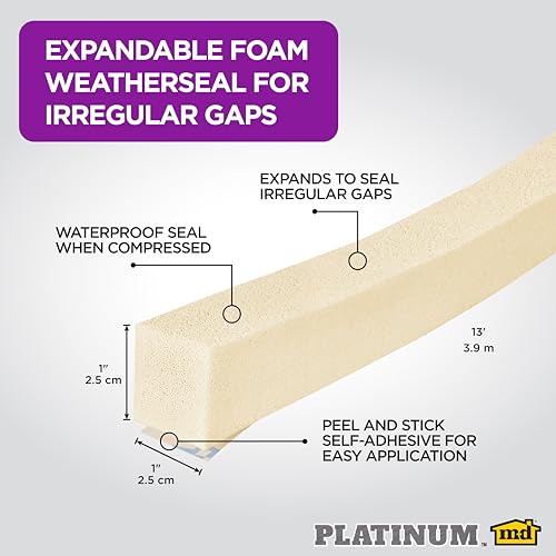 Image of M-D Building Products 03166 1 in. Neutral Expandable Foam Platinum Weatherseal for Uneven Gaps
