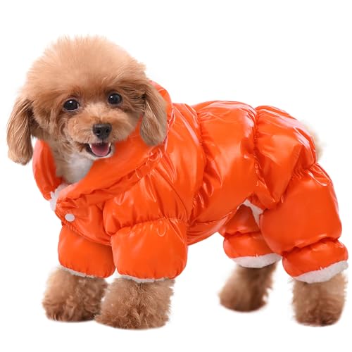 AOFITEE Hundemantel, warme Hundejacke, Ganzkörper-Wintermantel, Schneeanzug für Hunde, wasserdichte Welpenpufferjacke, Schneemäntel mit Beinen, Haustier-Fleeceweste, Kaltwettermäntel für kleine Hunde