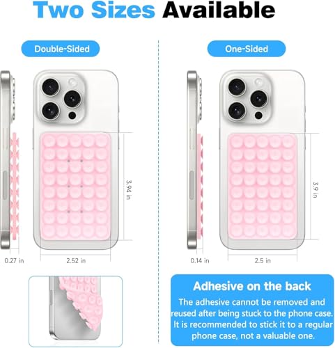Support téléphone ventouse silicone double face rose pour iPhone et Android