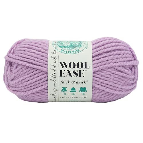 Image of Lion Brand Yarn Wool-Ease Thick and Quick Yarn, Soft and Bulky Yarn for Knitting, Crocheting, and Crafting, 1 Pack, Fairy | Super Bulky Wool Acrylic Blend Fiber for Soft Hats, Sweaters, Chunky Blankets, Yarn for Crochet, Knitting, Crafts, Weaving
