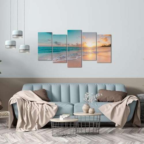 LyerArtork-5-Pieces-Beach-Coastal-Wall-Art-Canvas-Prints-Blue-Sea-Sunset-Pictures-Wall-Decor-Modern-Artwork-for-Bathroom-Living-Room-Bedroom LyerArtork 5 Pieces Beach Coastal Wall Art Canvas Prints Blue Sea Sunset Pictures Wall Decor Modern Artwork for Bathroom Living Room Bedroom