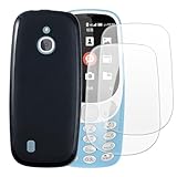Shantime Case with 2 Pack Screen Protector Combo Compatible with Nokia 3310 4G, Shockproof Cover and Tempered Glass Set for Full Body Safety(Black)