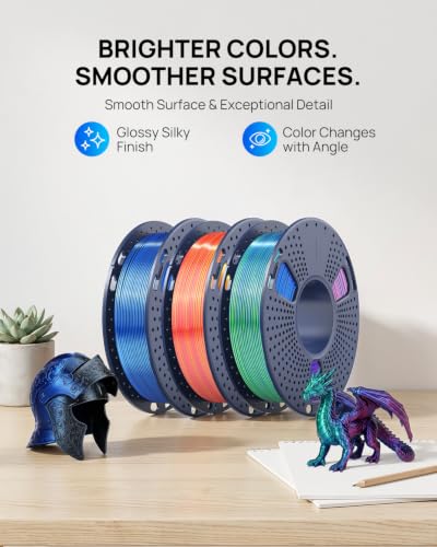 Image of JAYO Silk PLA 3D Printer Filament Bundle, Shiny Dual Color Filament 1.75mm | Multi Color Change, Easy to Print, Layer Concealing, 4 Spools 250g Each 1kg