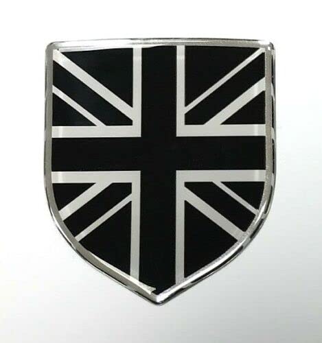 Union Jack Flag Shield Sticker 59mm - Black & White