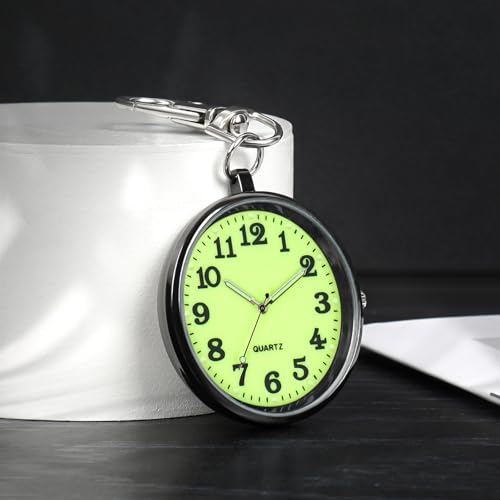 Image of Minimalist Ultra Thin Open Face Quartz Pocket Watch with Key Buckle Unisex Portable Unisex Pocket Watch
