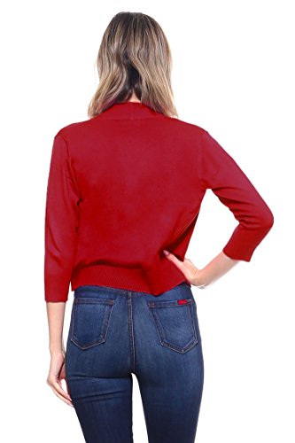Image of Cielo Women's Soft Solid Open Front 3 /4 Sleeve Sweater Cardigan